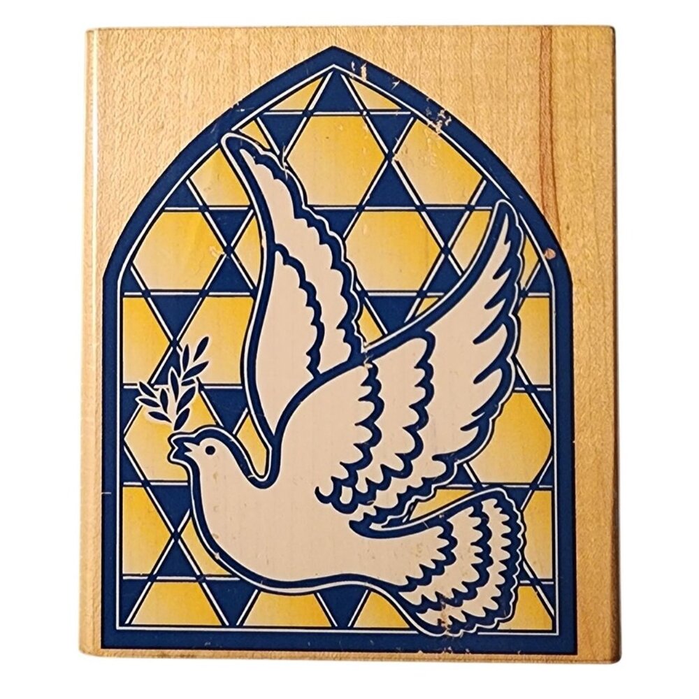 Inkadinkado Dove of Peace Wood Mounted Rubber Stamp USA Made Religious 4921
